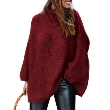 Imagem de Suéter feminino PRETTYGARDEN de inverno com gola alta de tamanho grand