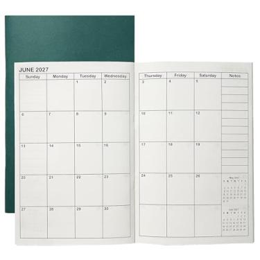 Imagem de Agenda A5 de janeiro de 2026 a dezembro de 2027, inserções de caderno de viagem para 2 anos, calendário mensal e datas importantes, linhas e pontilhadas, papel de 100 g/m², 21 x 14 cm, 1 peça (verde)