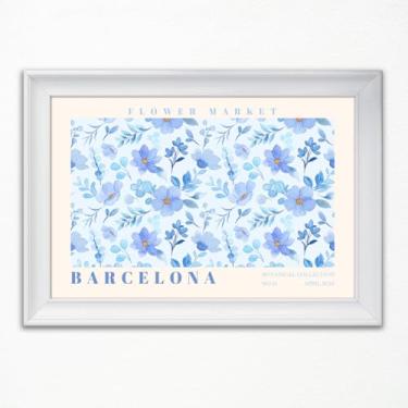 Imagem de Barcelona Flower Market Botanical Wall Art Vintage Floral Poster Coleção Botânica Impressão para Sala de Estar, Quarto, Escritório Decoração de Casa 30 x 40 cm Sem Moldura