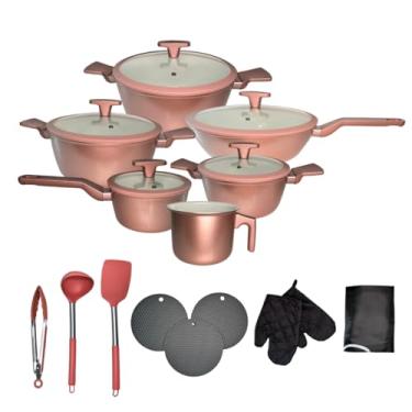 Imagem de JOGO DE PANELA CERÂMICA PREMIUM 20 PEÇAS ROSA