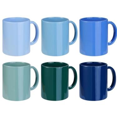 Imagem de SZNIUSHAO Conjunto de canecas de cerâmica multicoloridas de 170 a 317 g/330 ml - canecas de café-cappuccino-xícaras de chá - xícaras de chocolate quente (cor fria, grande)