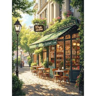 Imagem de Kits de ponto cruz estampado cafes para adultos - Kits de bordado para iniciantes e adultos, kits de ponto cruz contados com dimensões de 11 CT para adultos, artesanato, 30,5 x 40,6 cm