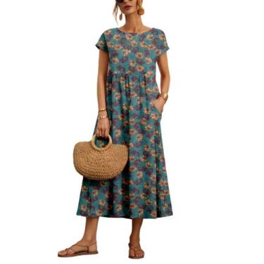 Imagem de Vestido casual de verão WROLEM com bolsos para mulheres 2024