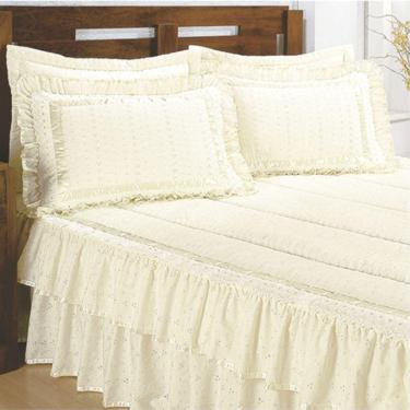 Imagem de Colcha Casa Show Lese Casal Queen Com Babado Duplo 07 Peças - Palha