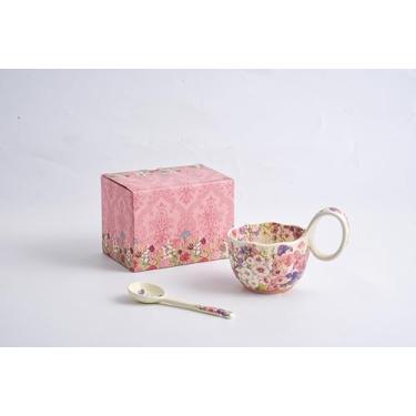 Imagem de Caneca de café de cerâmica Huadian Linglan Song Cup Girl Ins Style com colher