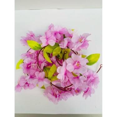 Imagem de Corrente de Flor Cerejeira Artificial 2m para Decoração Trepadeira Floral para Festa Casamento e Jardim Guirlanda Decorativa Rosa (Lilás cerejeira)
