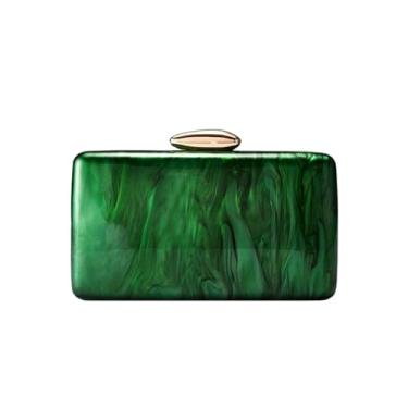 Imagem de DKQXEIM Bolsa tiracolo feminina com alça de corrente de acrílico elegante com efeito de mármore para festa noturna, Verde, 7.7 * 4.3 * 1.6 inches, Moda única