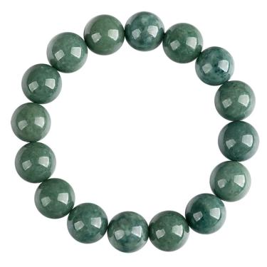 Imagem de Pulseira de miçangas redondas de jadeíte natural de 13 mm para homens e mulheres