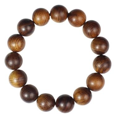 Imagem de Pulseira de miçangas de madeira Padauk de 15 mm de diâmetro para homens e mulheres