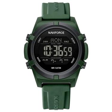 Imagem de Relógio Masculino Quartzo Esportivo 50m A Prova D´agua Lcd Dupla Exibição Verde