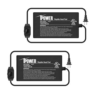 Imagem de iPower Tapete de aquecimento de réptil de 4 x 7 polegadas com controlador de temperatura ajustável sob o aquecedor de tanque Terrário Heat Pad para répteis e anfíbios, para tanque de 1 a 5 galões, pacote com 2
