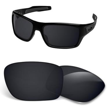 Imagem de Lentes de substituição de 1,5 mm compatíveis com óculos de sol Oakley Turbine OO9263, antiarranhões e resistentes a impactos - preto escuro polarizado