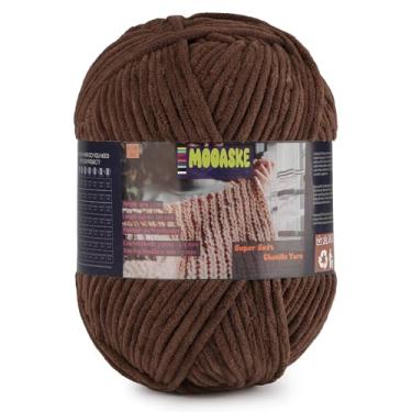 Imagem de Fio de chenille fofo para crochê - fio de cobertor de bebê para tricô - fio de veludo para crochê Amigurumi, fios ultramacios, peso por rolo 200 g, comprimento 240 m/262 jardas (1, café escuro)