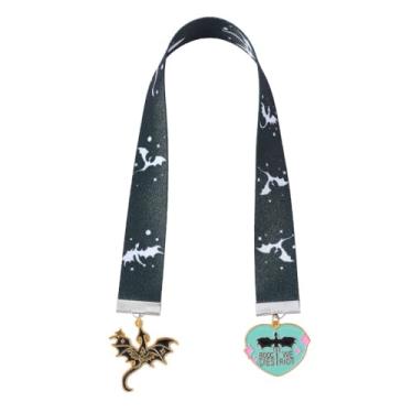 Imagem de Marcador de página com fita de dragão de quarta asa – Pingente em forma de dragão com design de fita de cetim multielementos, um marcador de leitura estilo fantasia criado para entusiastas de estilo