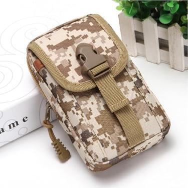Imagem de Bolsa tática para celular Molle, coldre para smartphone, bolsa utilitária portátil EDC, porta-cartões, organizador, pacote de segurança resistente, adequado para cinto de cintura, camuflagem 10 x 16,7