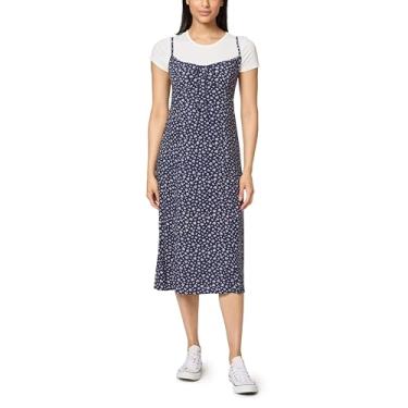 Imagem de WallFlower Conjunto de 2 peças Annie Yummy Rib manga curta camiseta e rayon challis midi conjunto, Rosa azul marinho/branco claro, GG