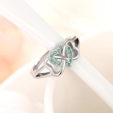 Imagem de Aliança de casamento romântica com coração e joia delicada de zircônia cúbica brilhante, 5, Latão, Zircônia cúbica