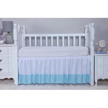 Imagem de Saia De Berço Com Barrado Padrão Americano Ou Nacional Azul - Nathalia