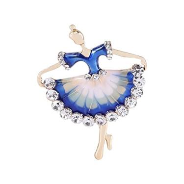 Imagem de Yalych Broche feminino strass beleza dança menina broches para mulheres festa casual metal broches presentes (cor: azul, tamanho: 6,5 cm)