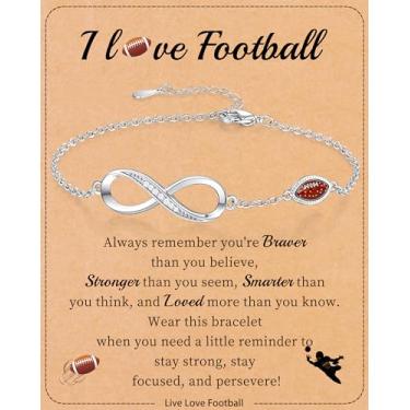 Imagem de Pulseiras de beisebol/futebol/vôlei, futebol/softbol/basquete/tênis, presentes infinitos, pulseiras para mulheres, adolescentes, prata, banhado a ouro 14K, acessórios esportivos, joias para colegas de