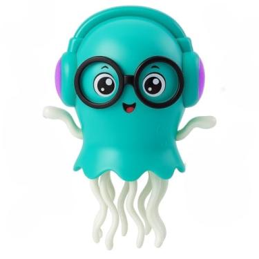 Imagem de Água-Viva Dançante Interativa com Luzes LED e Música, Brinquedo Educativo Omnidirecional, Funciona com 3 Pilhas AA não Inclusas- Toque e Anda- Divertido para Crianças-Cor Verde Turquesa