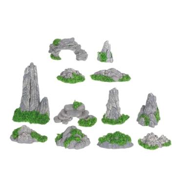 Imagem de FUNOMOCYA 12pcs Miniature Mountain Figurines Durable Resin Landscape Accessories for DIY Terrariums Bonsai and Zen Gardens Elegant Decorations for Home and Office