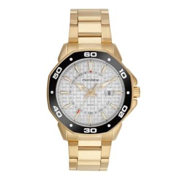 Imagem de Mondaine Relógio Masculino Octagonal Lupa Calendario Dourado