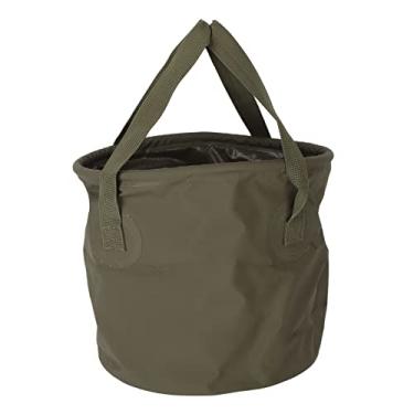 Imagem de Balde de Acampamento Dobrável, PVC Poliéster Portátil 15 Kg Rolamento Dobrável Balde de Armazenamento de água OD Verde para Pesca (Tamanho Pequeno 10L)