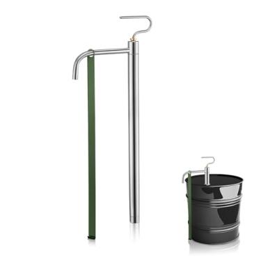 Imagem de Zonon 1 bomba manual de óleo de 14 litros e 15 litros com alça de balde de metal de aço inoxidável, dispensador de bomba manual de óleo de 5 galões para transferência de solvente, líquido de silicone