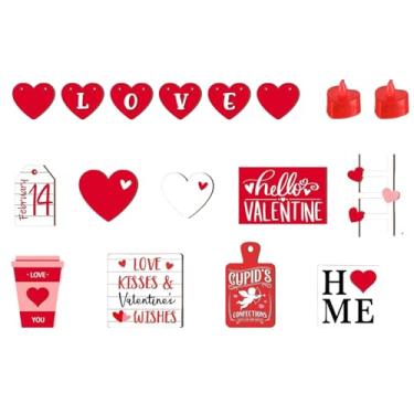 Imagem de Conjunto De Decoração Para Bandejas De Camadas - De Coração Para Ambiente Festivo - Decorações De Dos Namorados Para Bandejas Decorativas - Para Lareira Mesa De Centro Estante Quarto