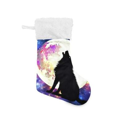 Imagem de GakkiGii Pacote com 2 meias de Natal de lobo, decoração de Natal grande para parede de árvore de lareira, 45 x 31 cm