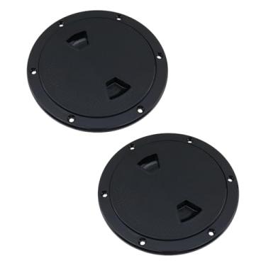 Imagem de Crapyt Escotilha de inspeção redonda antiderrapante de 15 cm, tampa removível de plástico ABS com parafuso anexo, barco de acesso para navios, caiaque, iate, instalações externas, 2 peças, preto