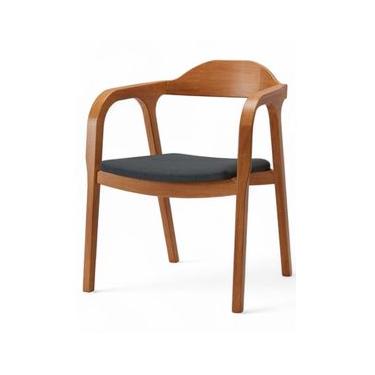 Imagem de Cadeira De Madeira Astom Assento Estofado 57 x 75 x 60 cm (L x A x P) - Cor Champagne Tecido Linho 152B