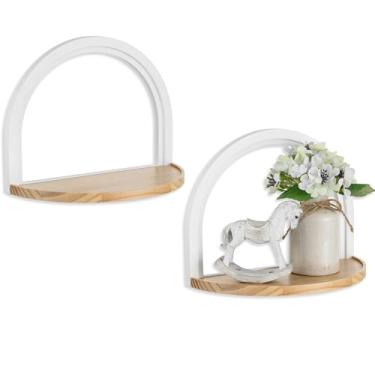 Imagem de Walasis Decoração de parede boê: Prateleiras decorativas flutuantes modernas de meados do século MCM Prateleira suspensa para exibir plantas pequenos itens