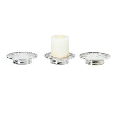 Imagem de ADAVAS.Y&G Conjunto de pratos de vela prata de cerâmica, 3 peças – Bandeja decorativa para velas de pilar, joias, bugigangas ou balcão de banheiro – Acabamento prateado elegante para decoração de mesa