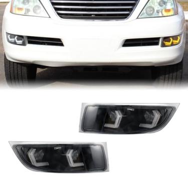 Imagem de Fancemot Luzes de neblina LED brancas de circulação diurna (DRL) luzes de seta âmbar compatíveis com Lexus GX470 2003-2009