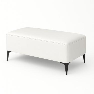 Imagem de Banqueta Vegas Puff Para Sala Quarto Closet Courino Branco 