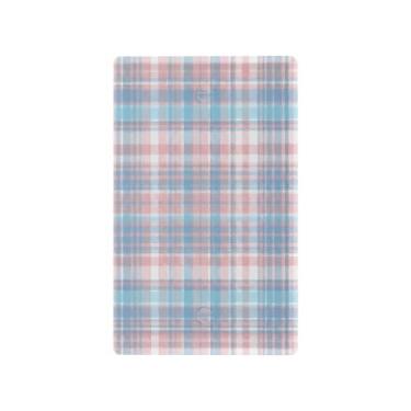 Imagem de Wassud Placa de cobertura de interruptor de luz azul claro xadrez decorativa para tomadas elétricas placa de parede em branco 11,53 x 7,76 cm