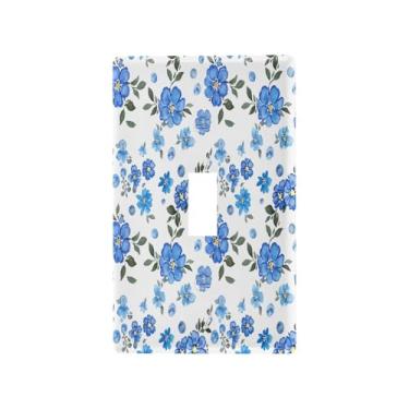 Imagem de Wassud Flores azuis para interruptor de luz placa decorativa para tomada de parede para decoração de casa, tomadas elétricas, interruptor único