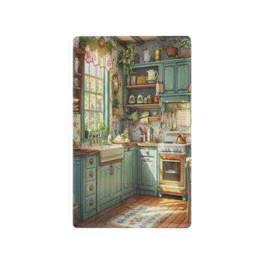 Imagem de Wassud Placa de cobertura decorativa para interruptor de luz de cozinha com desenho animado para tomadas elétricas em branco 11 x 6 cm