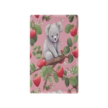 Imagem de Wassud Placa de cobertura de interruptor de luz coala e morango, 1 capa de tomada em branco placa de parede decorativa decoração de casa sala de estar quarto