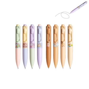 Imagem de GZBABY Canetas de gel fofas 8 peças, caneta esferográfica retrátil, 0,5 mm, tinta preta, caneta de bolso para marcar assinatura (capivara, brincar)