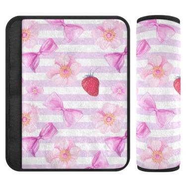 Imagem de Burbuja Capa para cinto de segurança de carro flores pastel protetor de cinto de segurança de carro macio confortável para alça de ombro de assento, 1 par pequeno