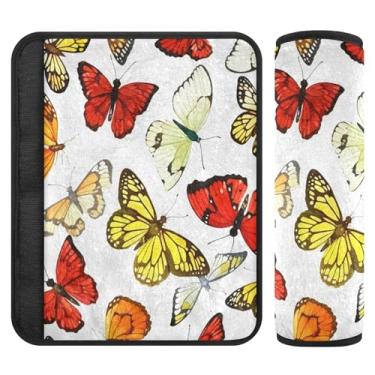 Imagem de Burbuja Capa para cinto de segurança de carro Butterflies Protetor de cinto de segurança de carro macio confortável para alça de ombro de assento, 1 par médio