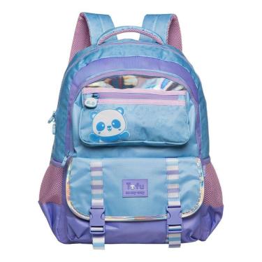Imagem de Mochila Costas Panda Escola Juvenil Meninas Holográfico Azul