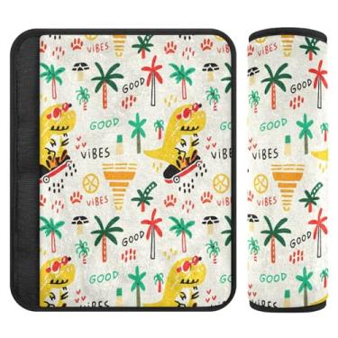 Imagem de Burbuja Capa para cinto de segurança de carro de dinossauros de desenho animado macio confortável protetor de cinto de segurança para alça de ombro de assento, 1 par médio