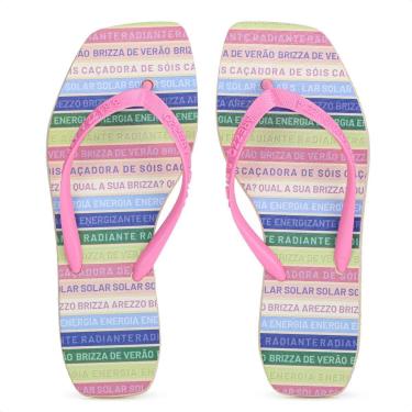 Imagem de Chinelo Brizza Arezzo Bico Quadrado Square Fitinhas Color Rosa - Feminino-Feminino