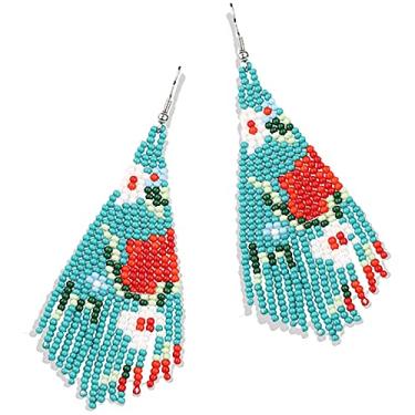 Imagem de Brincos de borla com contas longas – Brincos de franja boêmia, brincos pendentes tribais com contas de semente, pendientes de borla, ideia de presente para mulheres, meninas, dia dos namorados,