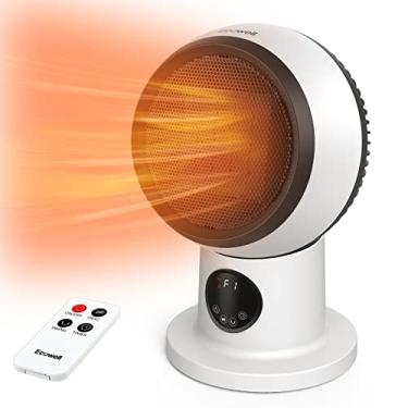 Imagem de ECOWELL Aquecedor Elétrico De Cerâmica 1500 W Com Controle Remoto, Temporizador, Display Led, Ventilador Mesa Pessoal Combinado Para Uso Doméstico E Interno, Proteção Contra Superaquecimento Tombame