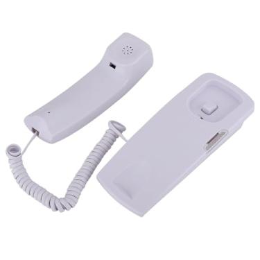 Imagem de Akozon Mini Telefone Montado na Parede T555 Com Identificador de Chamadas LCD e Luz de Fundo para Uso Em Casa, Escritório e Hotel - Design que Economiza Espaço (Branco)